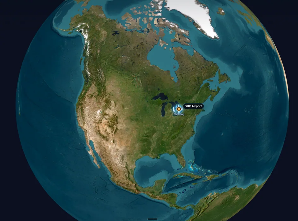 North America on the genuine KW Live Planetary View globe, cropped from a screenshot captured 11 October 2026.
